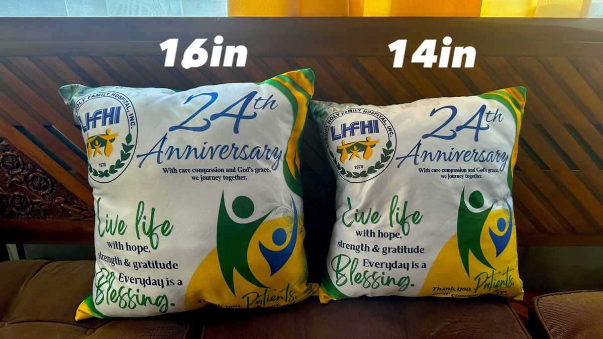 Printed anniversary pillows in 16 inch and 14 inch sizes