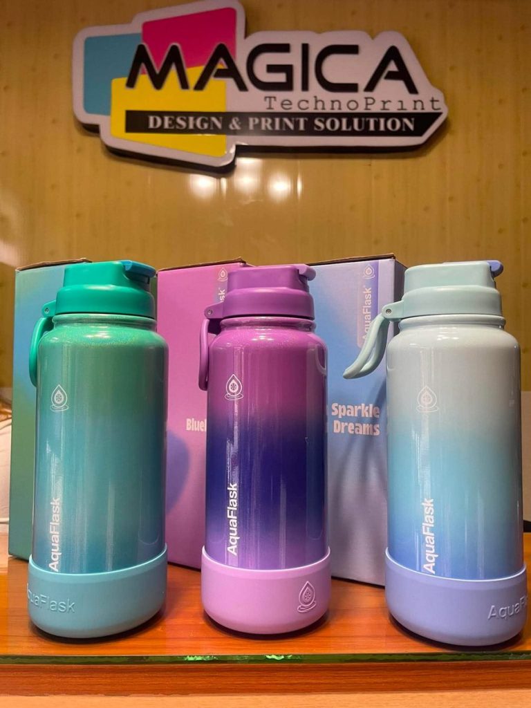 Personalized aquaflask tumblers with printed names