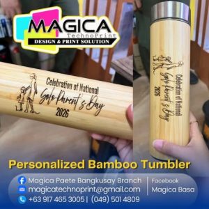 Personalized engraved bamboo tumbler