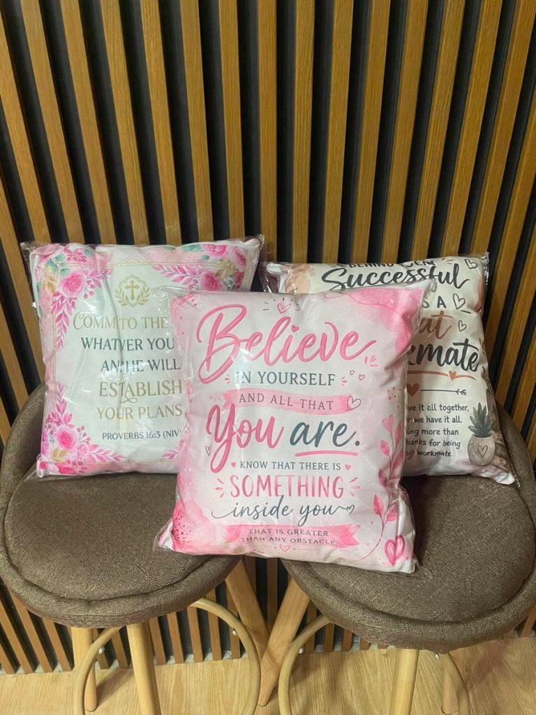 Printed pillows with inspirational quotes